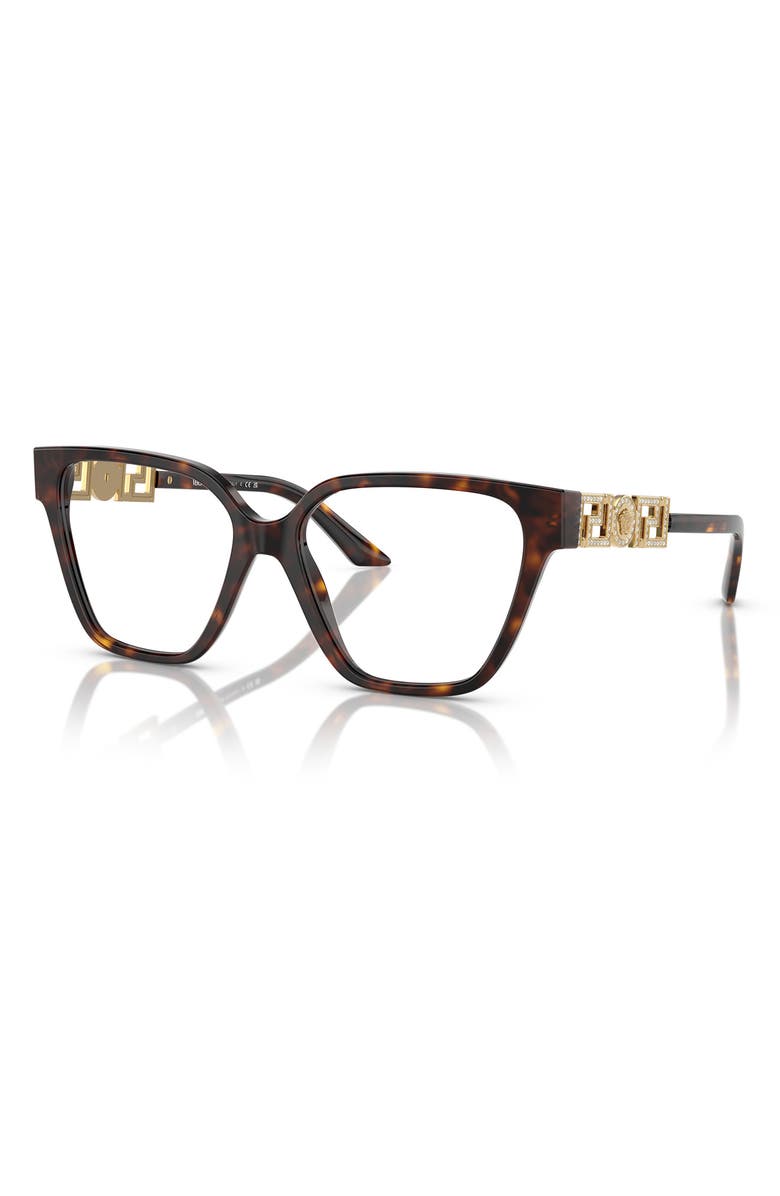 Versace 52mm Irregular Optical Glasses, Alternate, color, Havana