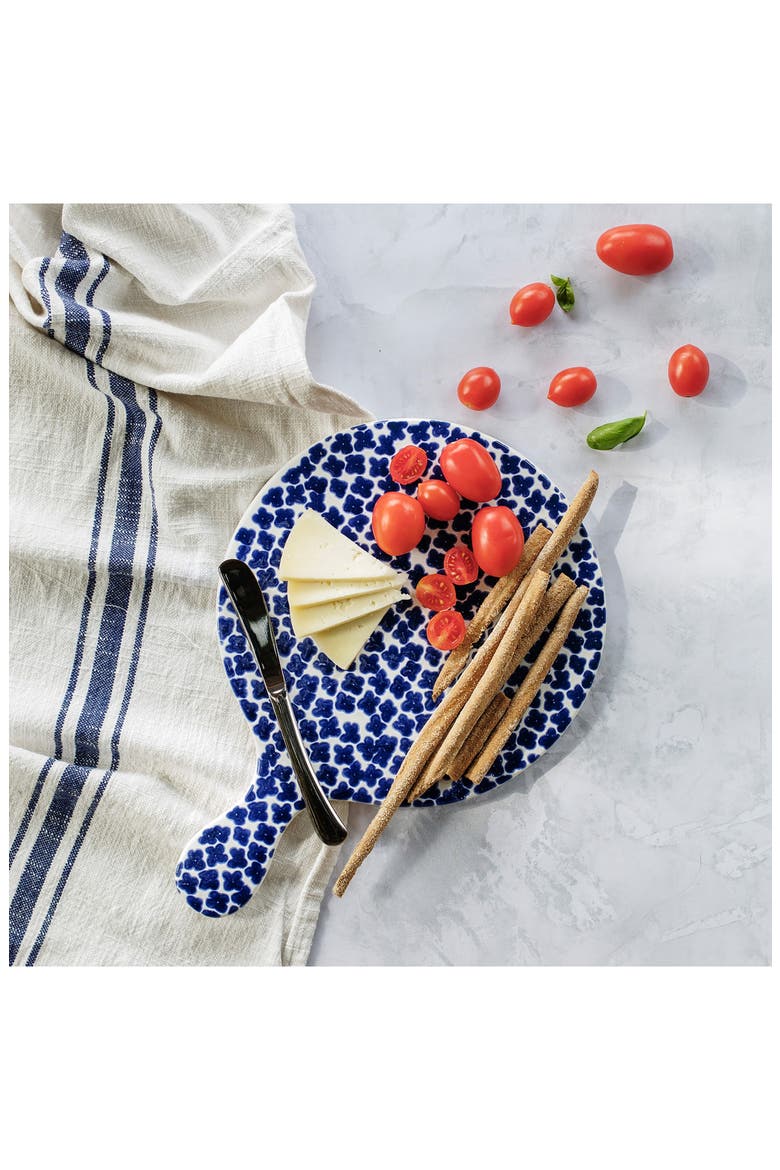 Santorini Flowers Ceramic Cheese Board, Alternate, color, BLUE