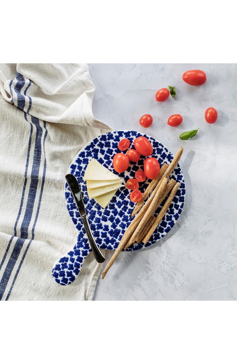 VIETRI Santorini Flowers Ceramic Cheese Board, Alternate, color, Blue