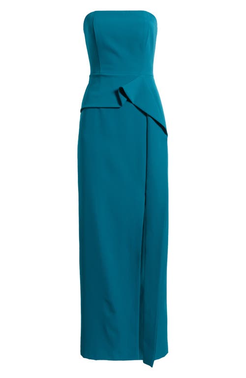 Vince Camuto Laguna Ruffle Detail Strapless Gown In Green