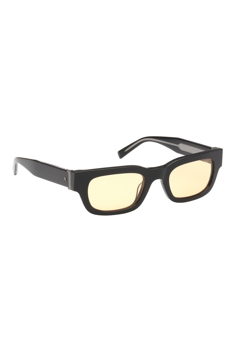 51mm Square Sunglasses, Alternate, color, SHINY BLACK / AMBER LENS