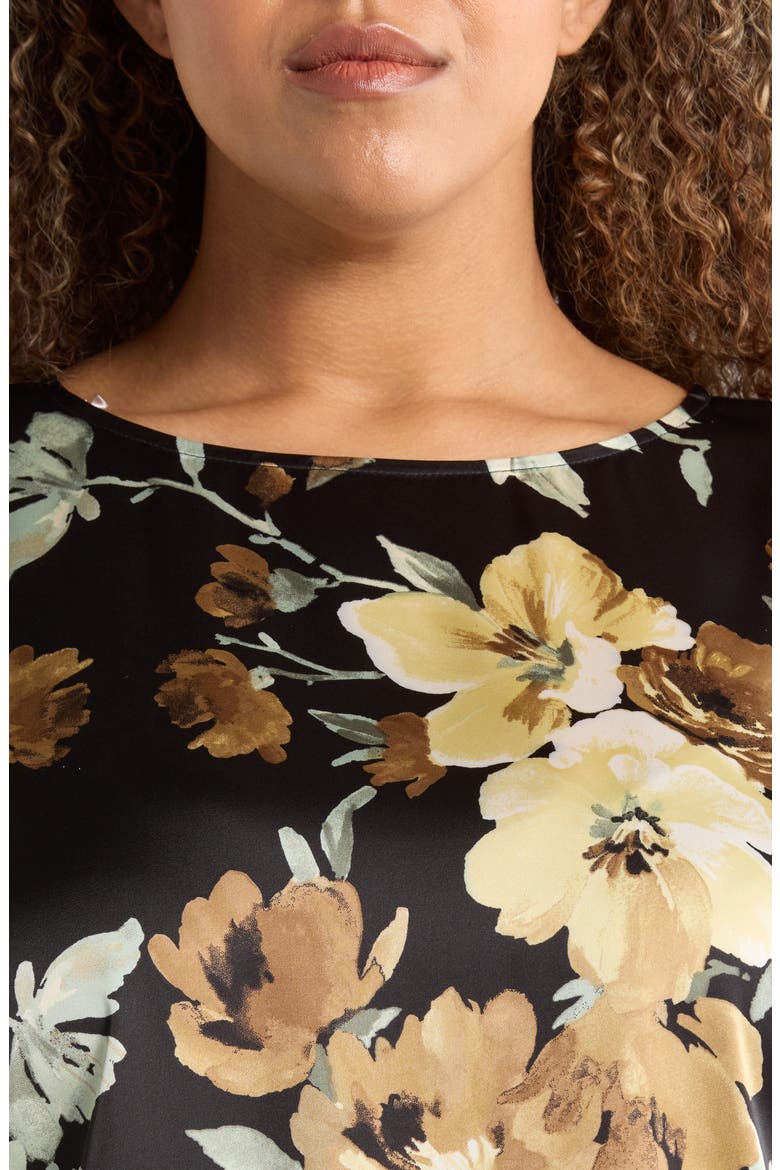 Floral Print Bateau Neck Top, Alternate, color, ANNE BLACK MULTI