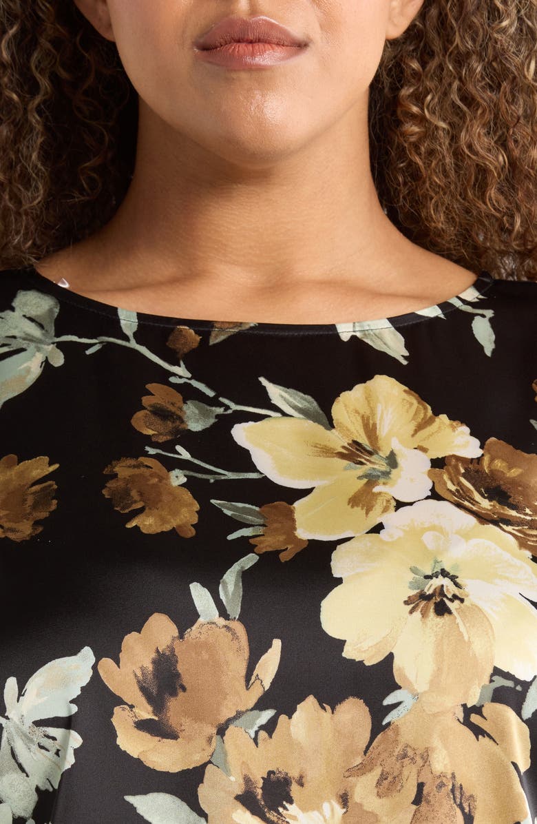 Anne Klein Floral Print Bateau Neck Top, Alternate, color, 