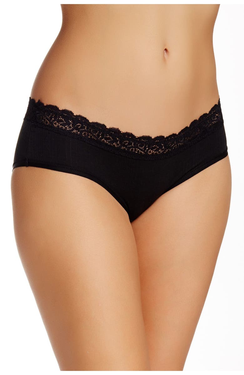 Felina Assorted 3-Pack Lace Trim Bikinis, Alternate, color, Blk/Eby/Fw