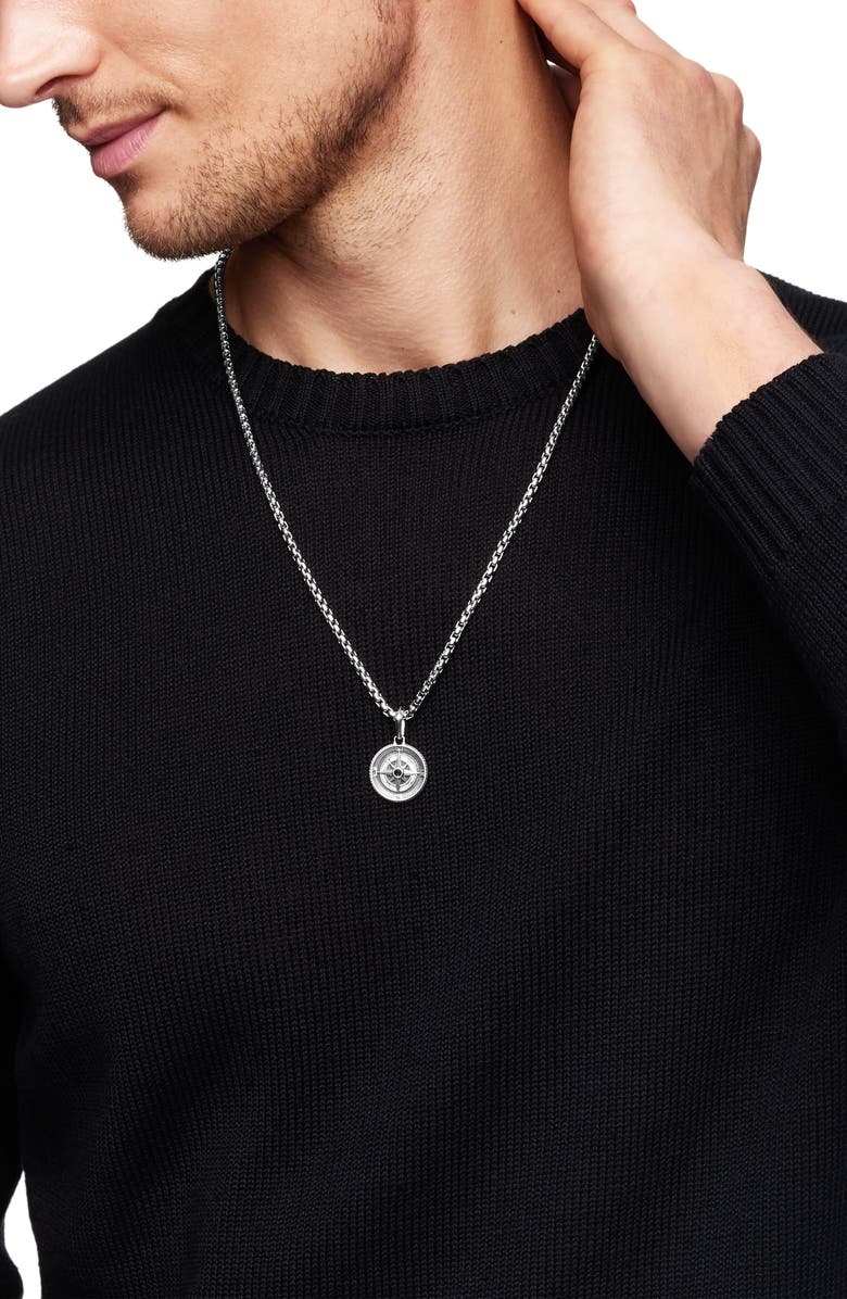 David Yurman Maritime Compass Amulet with Black Diamond, Alternate, color, Silver/ Black Diamond
