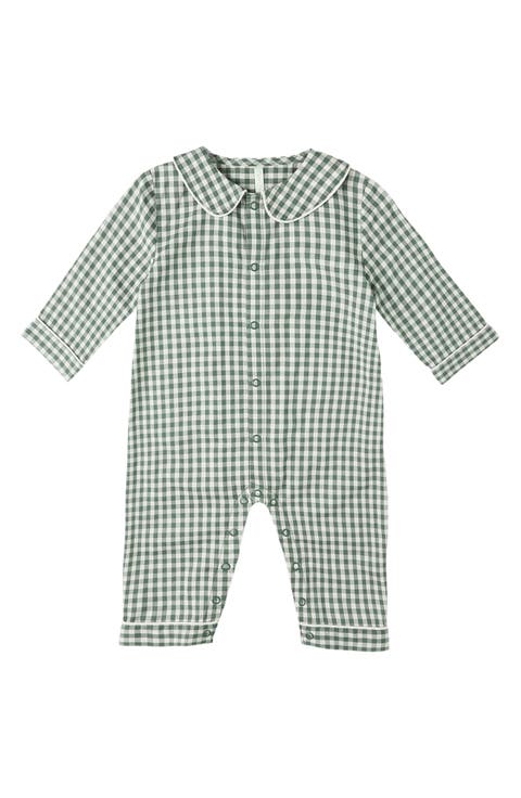 Gingham Cotton Blend Romper (Baby)