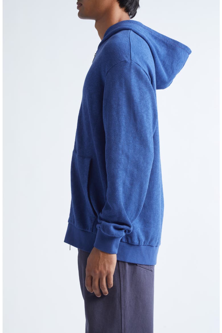 Waffle Stitch Zip Hoodie, Alternate, color, BLUE