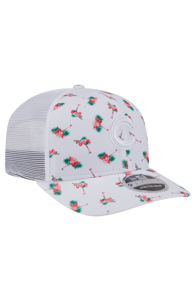 New Era Men's New Era  White Chicago Cubs Flamingo Mesh Back 9SEVENTY Stretch-Snap Hat, Alternate, color, 