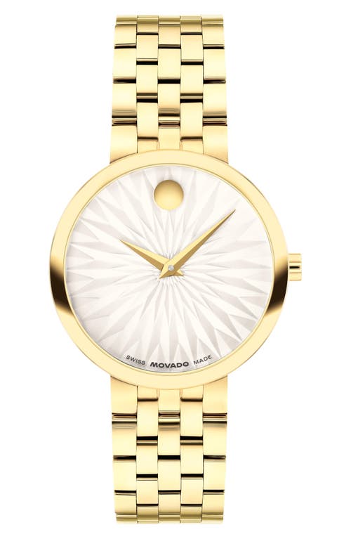 Movado Women's Museum Classic Swiss Quartz Yellow Pvd Watch, 29.5mm In White