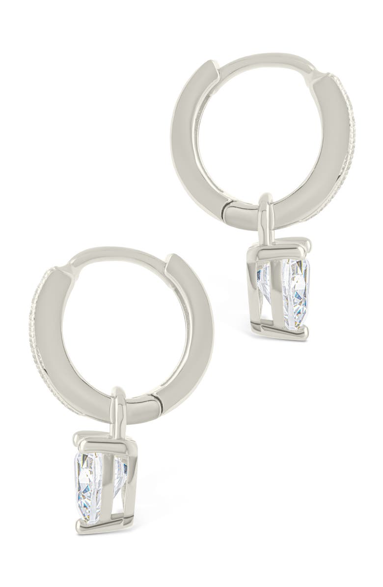 Sterling Forever Eugenia Heart Drop Huggie Hoop Earrings, Alternate, color, Silver