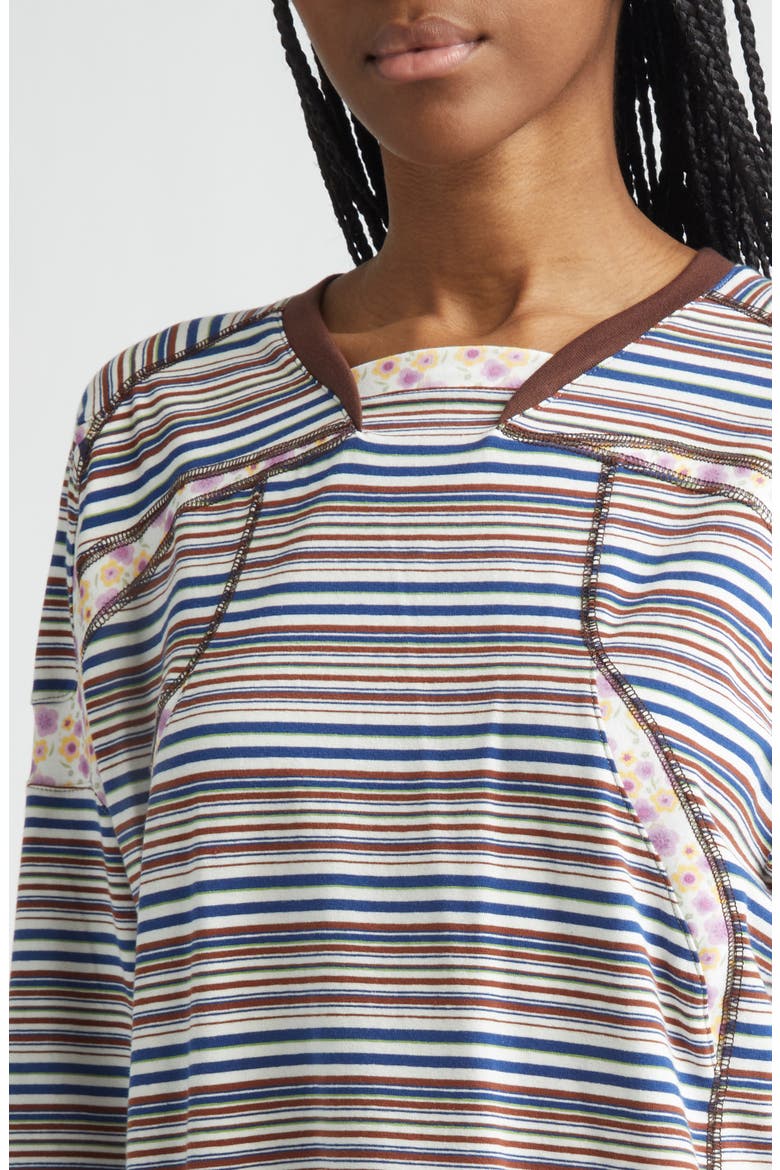 Sport Floral Stripe Raglan Sleeve T-Shirt, Alternate, color, WHITE AND BROWN STRIPES