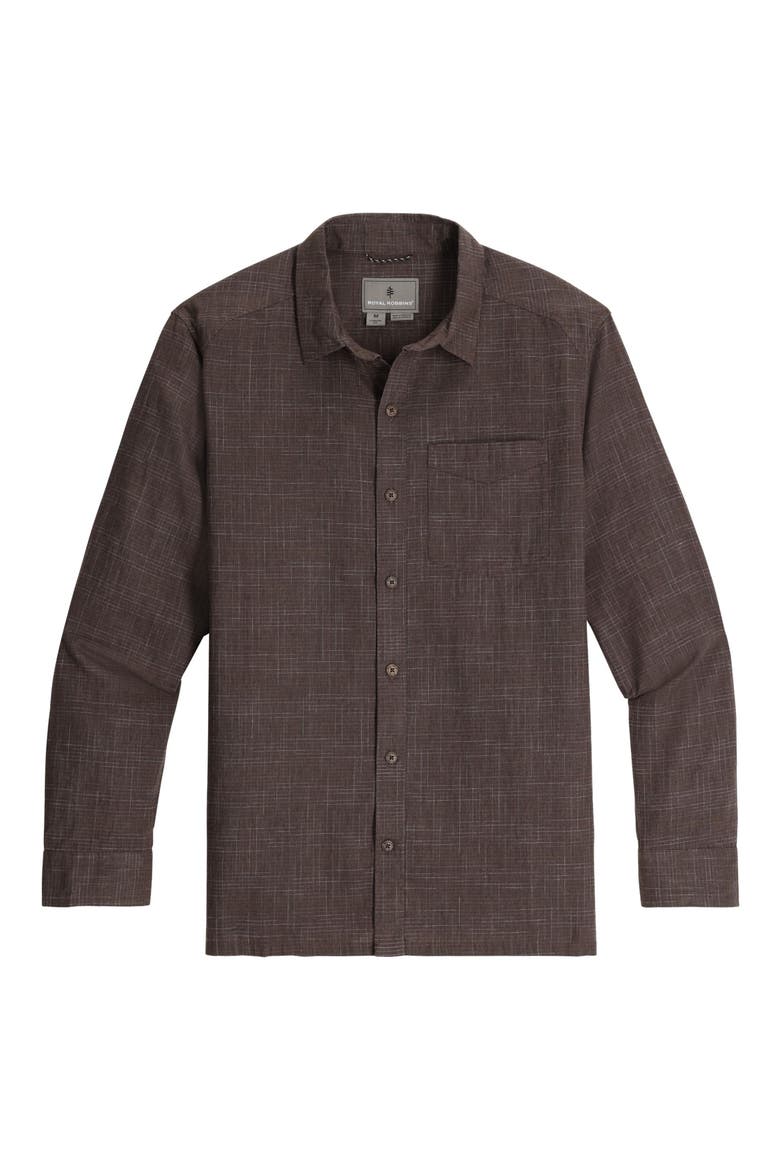 Hempline Spaced Button-Up Shirt, Main, color, SEAL BROWN