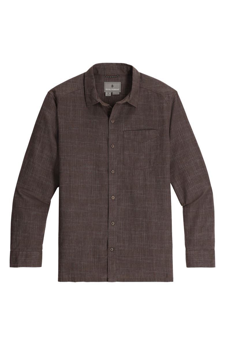 ROYAL ROBBINS Hempline Spaced Button-Up Shirt, Main, color, Seal Brown
