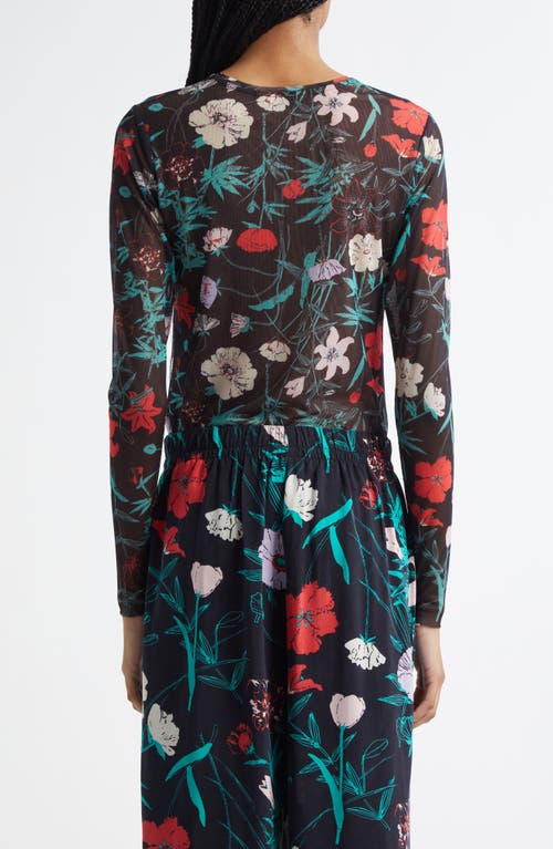 Marimekko Varitys Perenna Floral Jersey Top In Black