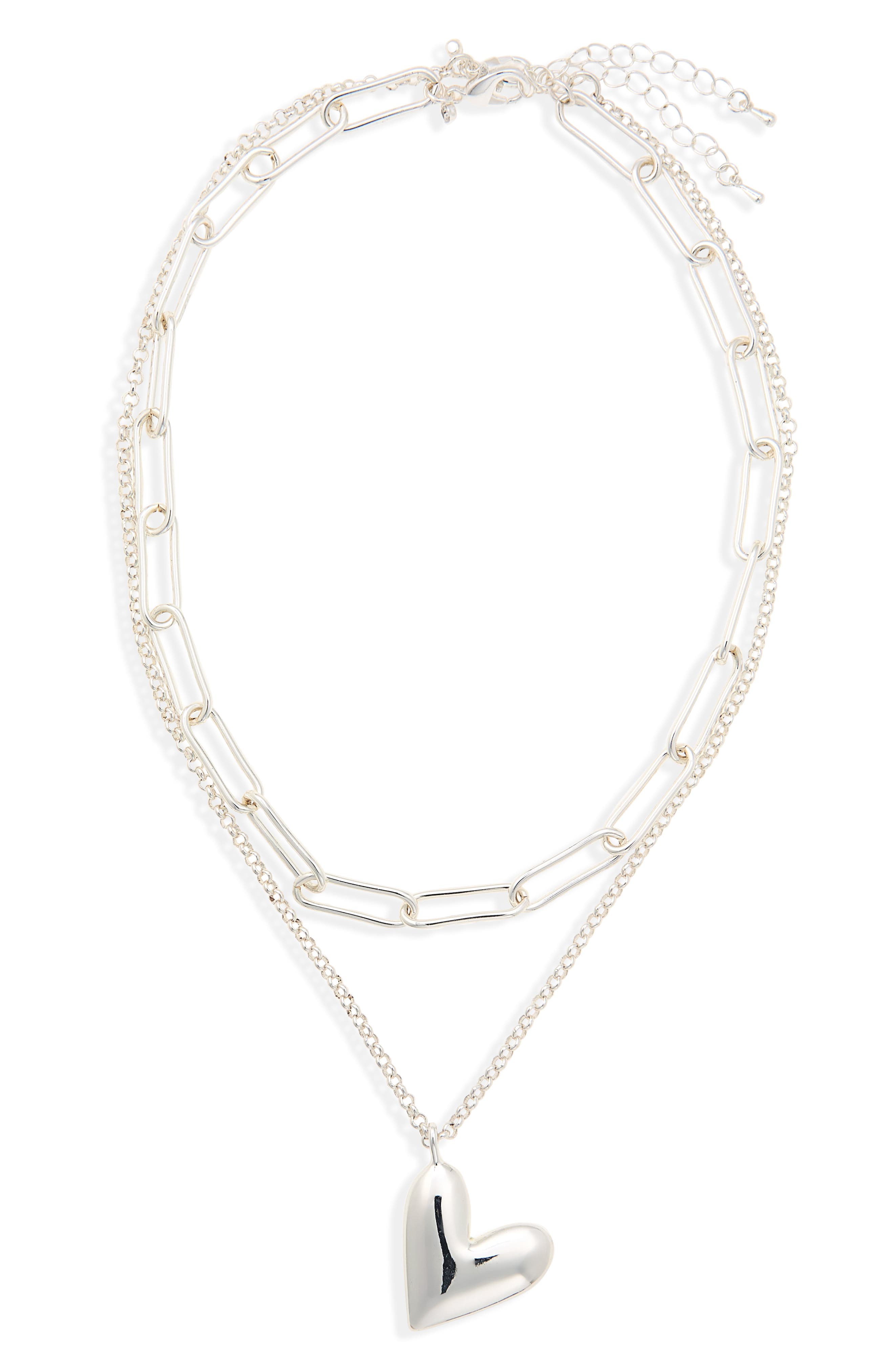 NORDSTROM RACK Puffy Heart Layered Necklace