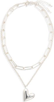 NORDSTROM RACK Puffy Heart Layered Necklace