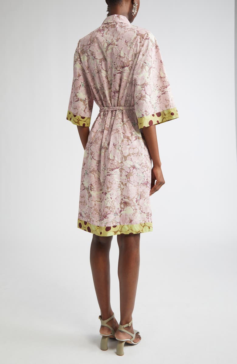 Dries Van Noten Doralia Mixed Print Belted Cotton Poplin Shirtdress, Alternate, color, 