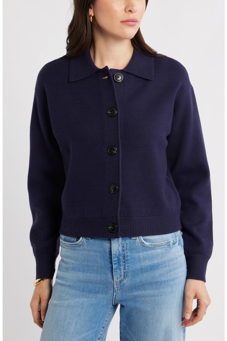 Milano Knit Bomber Cardigan, Alternate, color, NAVY STILL