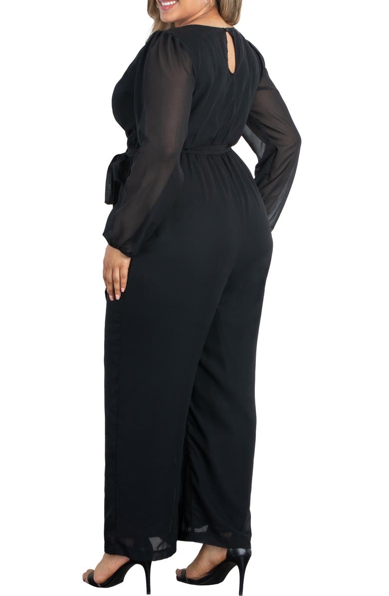 Kiyonna Celina Long Sleeve Chiffon Jumpsuit, Alternate, color, 
