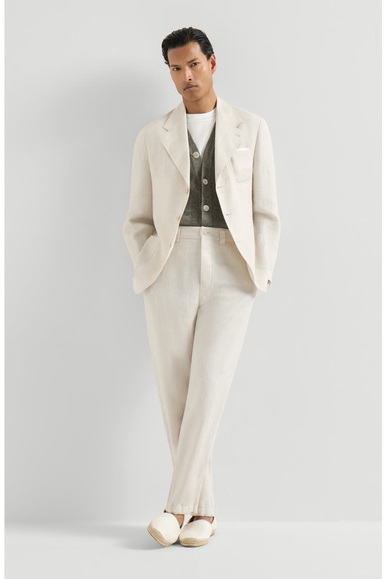 Linen and cotton textured rib cardigan, Alternate, color, Olive