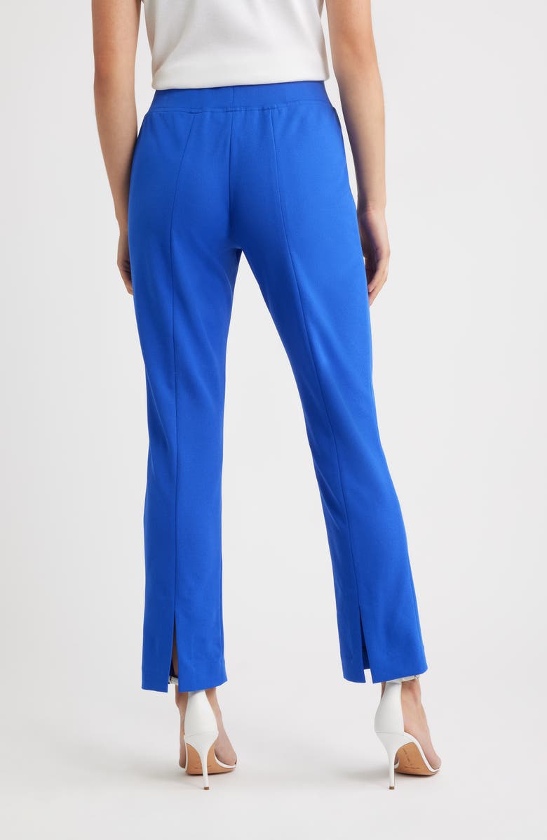 Ming Wang Deco Straight Leg Stretch Crepe Pants, Alternate, color, Sapphire Sea