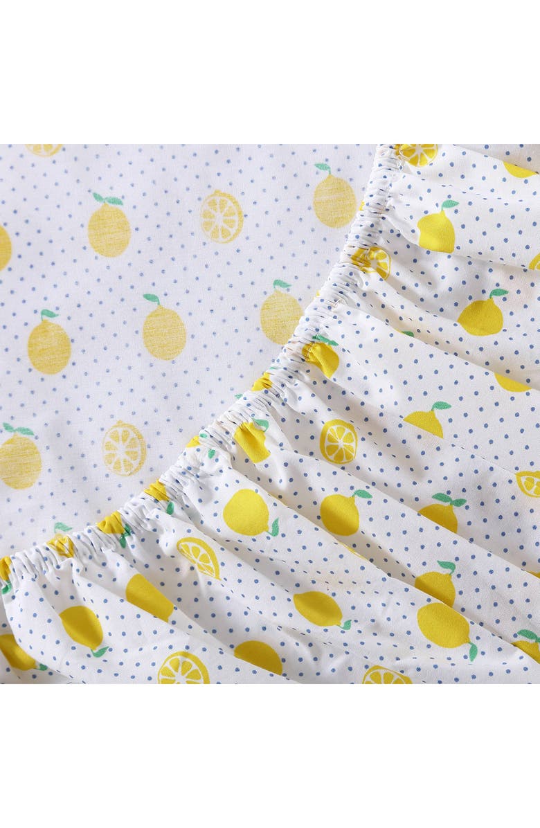 POPPY AND FRITZ Lemon Print 200 Thread Count Cotton Percale Sheet Set, Alternate, color, Bright Yellow