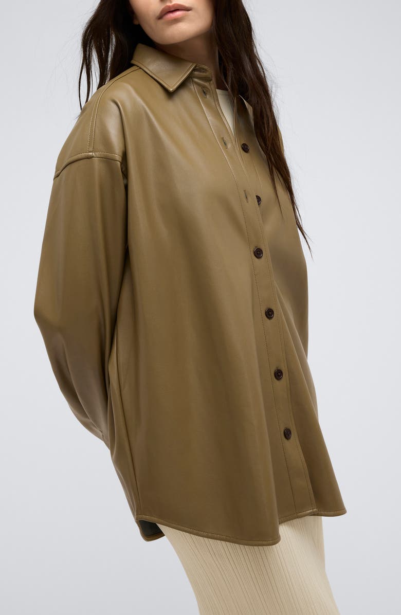 Kenneth Cole Oversized Faux Leather Button-Up Shirt, Alternate, color, 