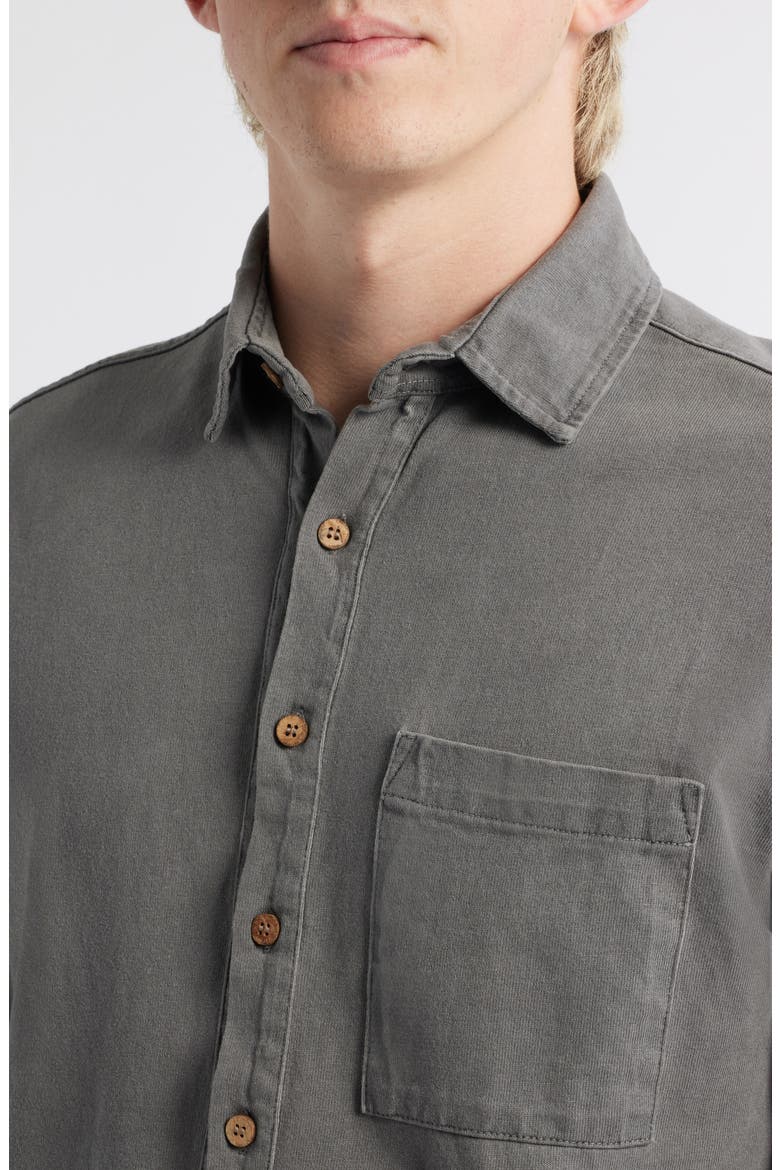 Caza Rib Organic Cotton Knit Button-Up Shirt, Alternate, color, SLATE