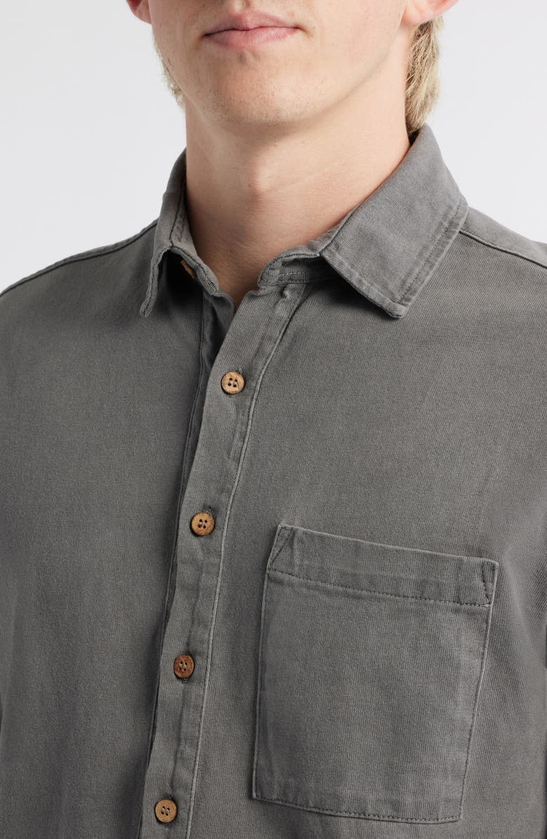 ALEX CRANE Caza Rib Organic Cotton Knit Button-Up Shirt, Alternate, color, Slate