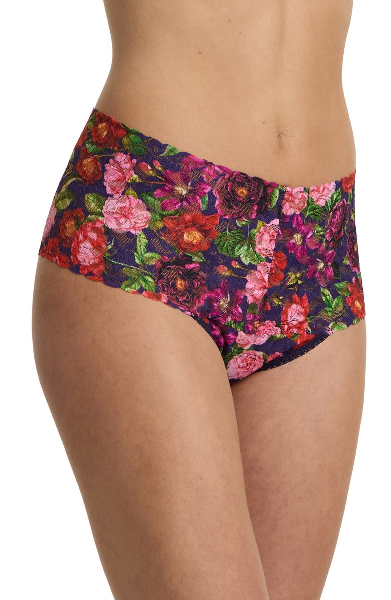 Hanky Panky Print High Waist Retro Thong, Alternate, color, Winters Tale Navy