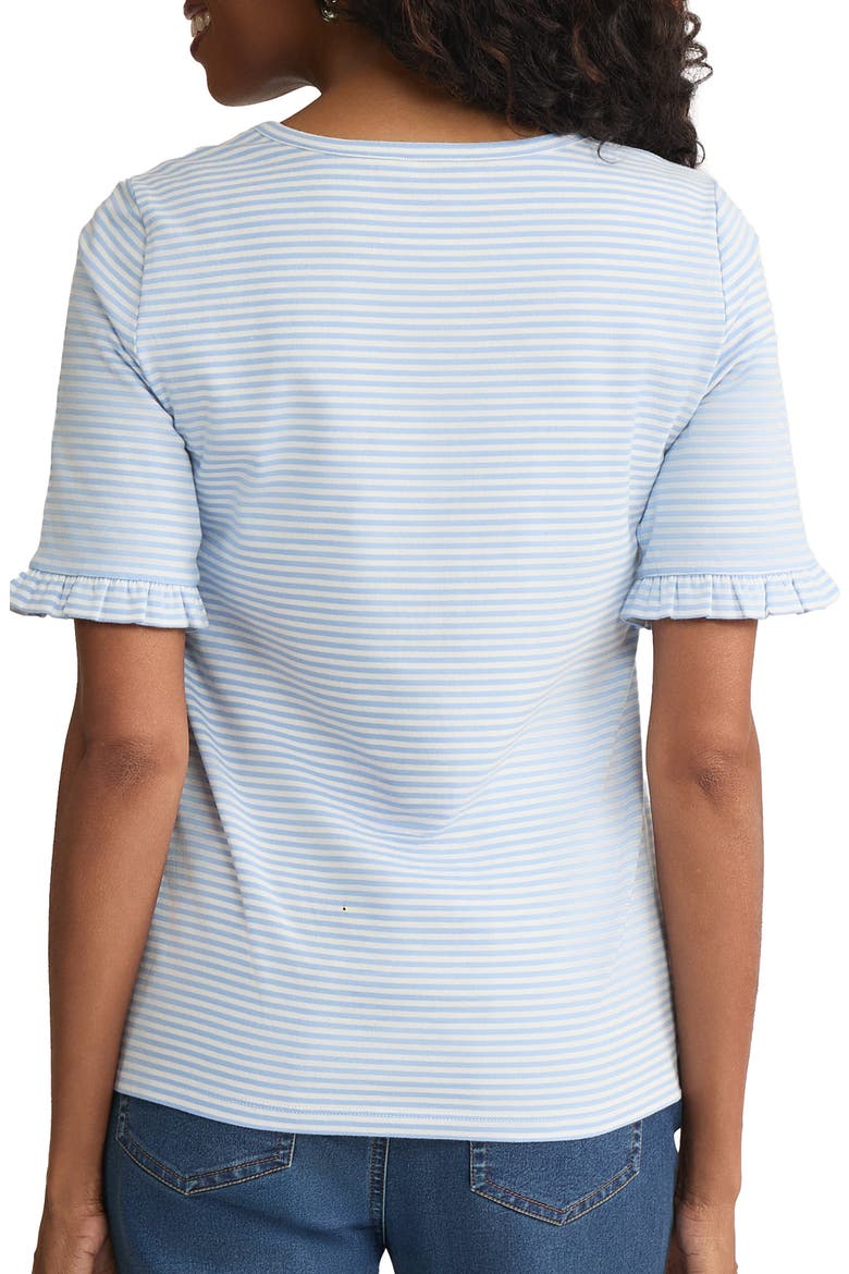Ruffle Elbow Sleeve T-Shirt, Alternate, color, BREEZE BLUE/NATURAL WHITE