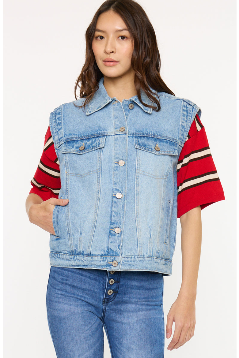Joey Oversized 80's Vest, Alternate, color, Medium Wash