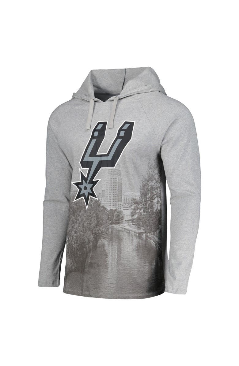 Stadium Essentials Men's Stadium Essentials Heather Gray San Antonio Spurs Atrium Raglan Long Sleeve Hoodie T-Shirt, Alternate, color, Heather Gray
