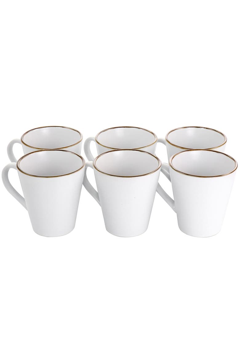 Arthur 6 Piece Stoneware Mug Set, Alternate, color, White