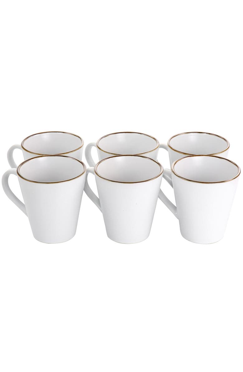 Elama Arthur 6 Piece Stoneware Mug Set, Alternate, color, White