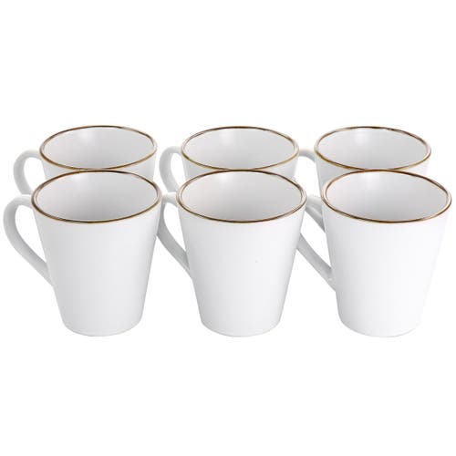 Elama Arthur 6 Piece Stoneware Mug Set In White