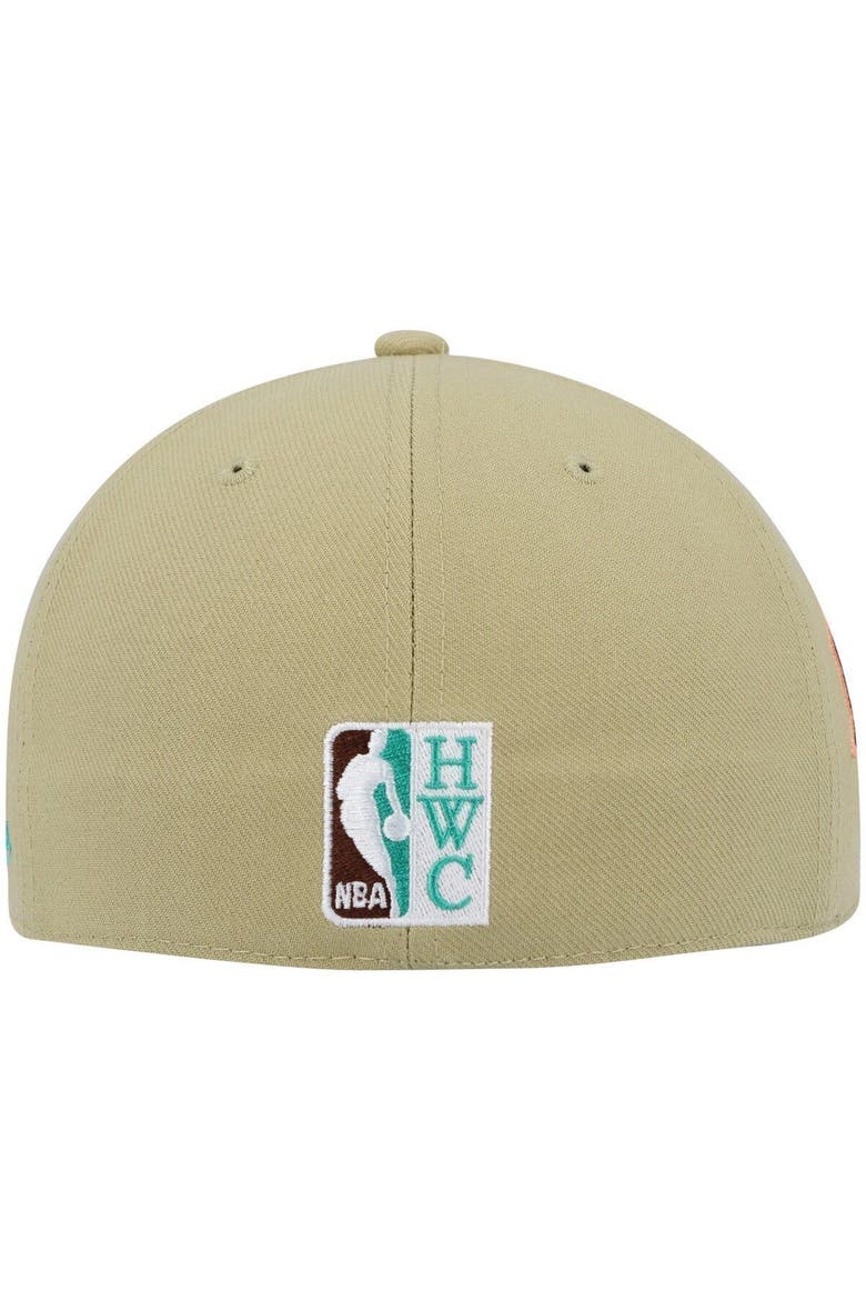 Men's Mitchell & Ness Khaki New Jersey Nets 35th Anniversary Hardwood Classics Malibu Sunrise Fitted Hat, Alternate, color, Khaki