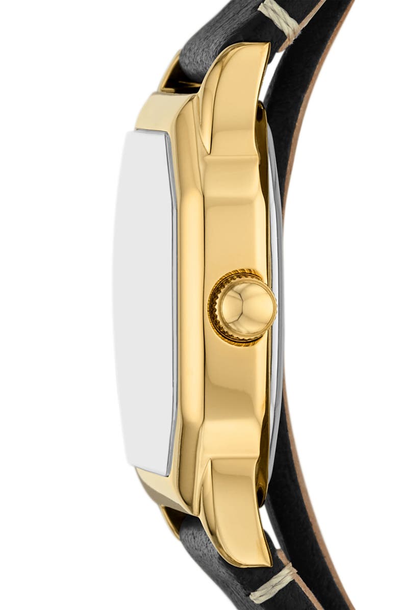 Fossil Harlow Double Wrap Leather Strap Watch, 27mm, Alternate, color, Black