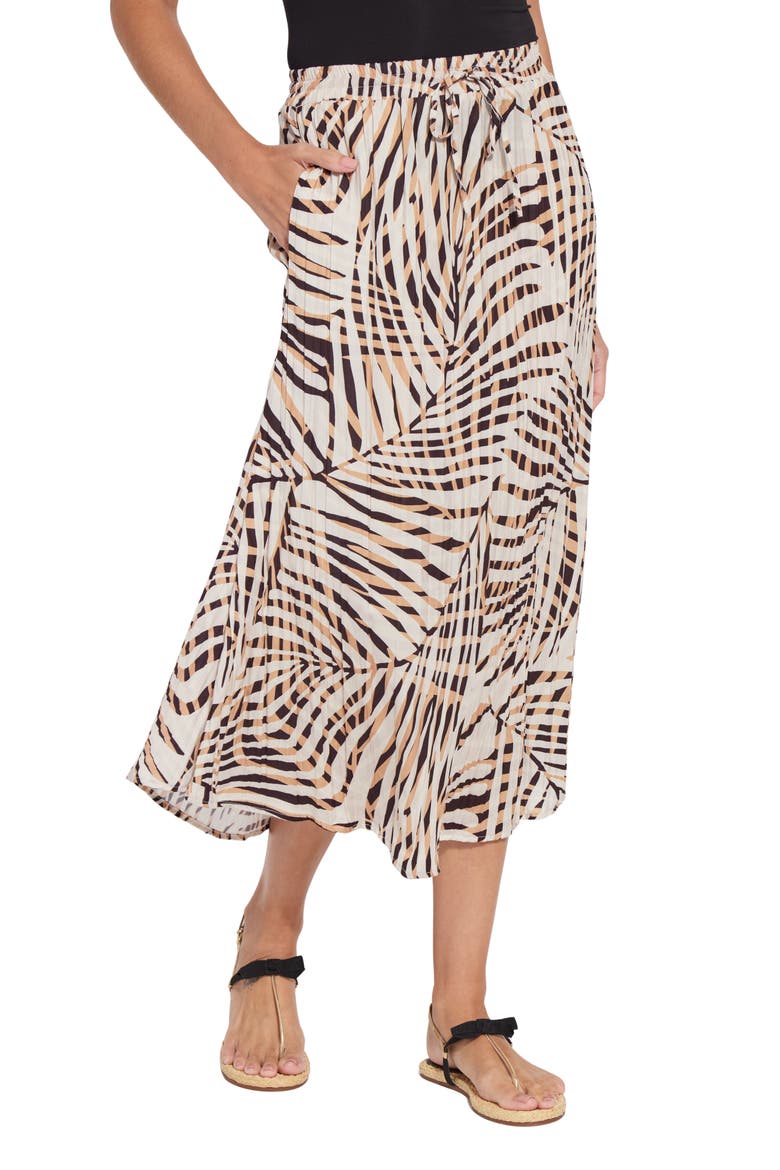 Packable Pleated Midi Skirt, Main, color, POOL SIDE PALM