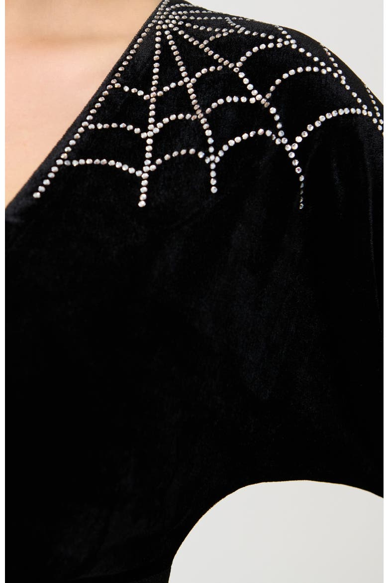 3/4 Sleeve Batwing Maxi Dress, Alternate, color, Black w/ Rhinestone