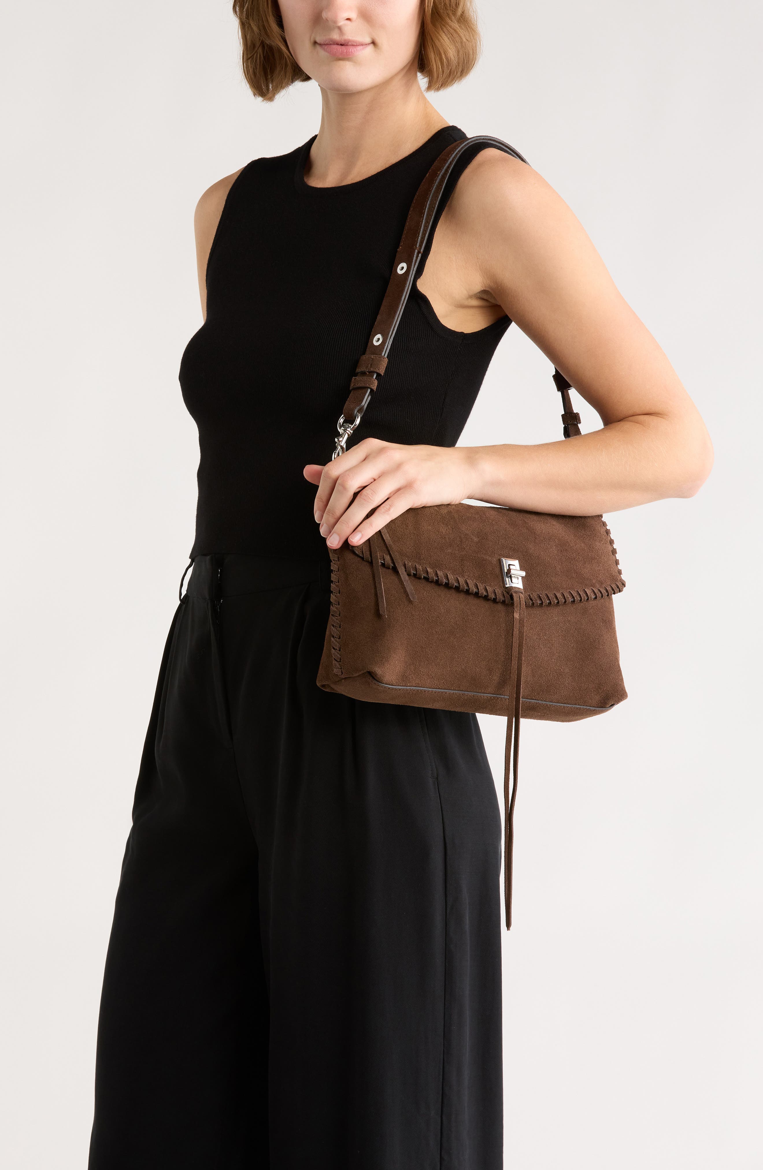 Rebecca Minkoff Darren Whipstitch Shoulder Bag, Alternate, color, Torte