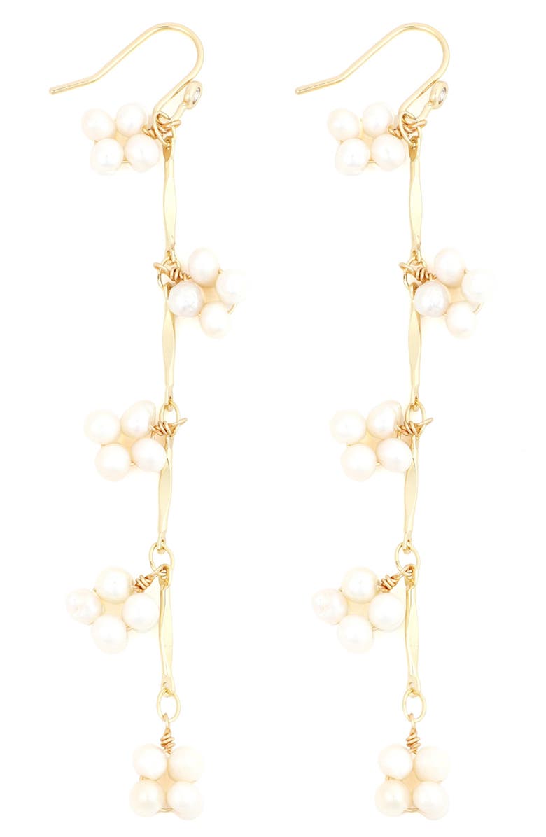 Panacea Freshwater Pearl Linear Drop Earrings, Main, color, White