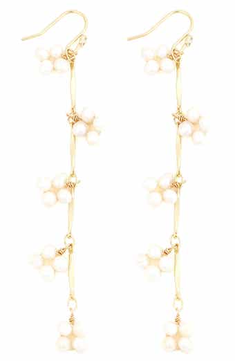 Freshwater Pearl Linear Drop Earrings