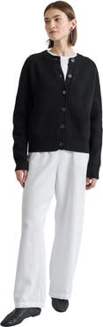 Almina Concept Button Up Wool Cropped Cardigan