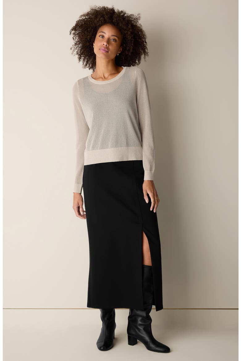 Crewneck Semisheer Sweater, Alternate, color, PLASTER