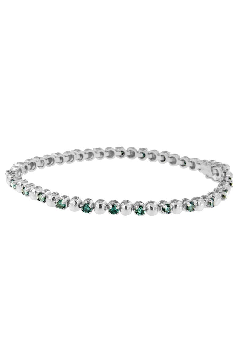 14K White Gold Round-Cut Blue Diamonds Bracelet, Main, color, White