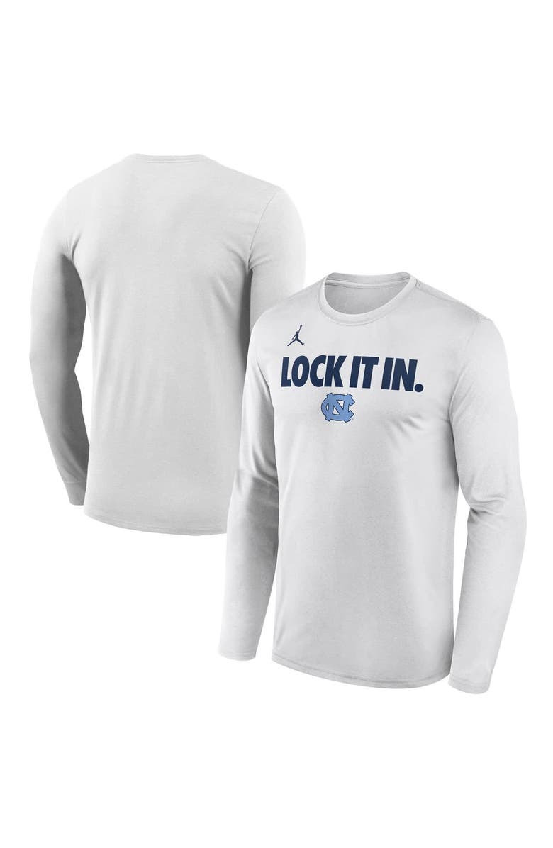 Jordan Brand Men's Jordan Brand  White North Carolina Tar Heels 2026 On-Court Bench Long Sleeve T-Shirt, Main, color, White