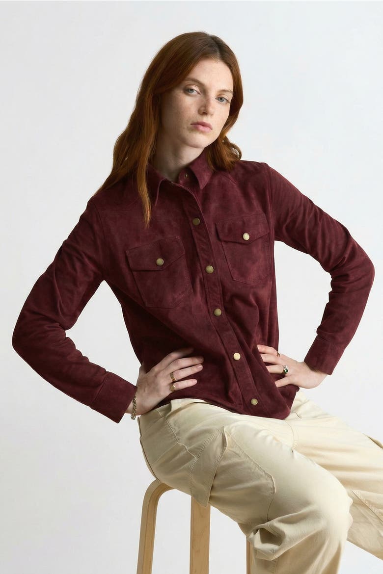 Juliet Suede Shirt, Alternate, color, Burgundy