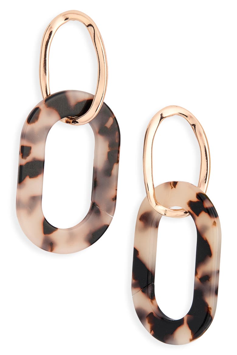 Polished Oval Resin Drop Earrings, Main, color, ROSE GOLD