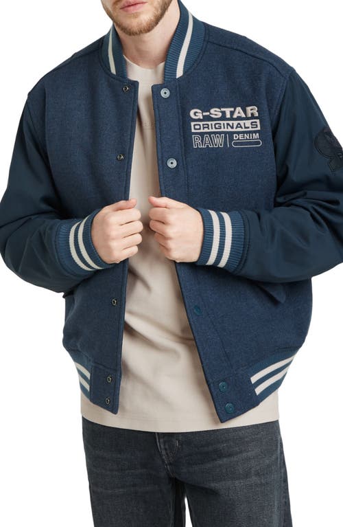 G-star Varsity Recycled Wool Blend Jacket In Rank Blue